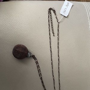DESIGNER NECKLACE (chain/ pendant) brown bronze metal with beaded pendant.